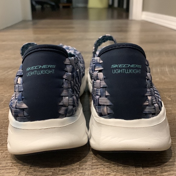 NWOT sketchers Woven Mary Janes Memory foam sneakers Slip on Shoe, Blue Sz 7.5 - Picture 3 of 9